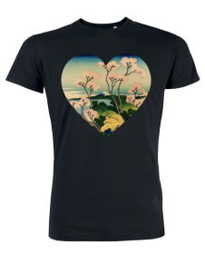 Tricou de barbati negru - Heart of Hokusai