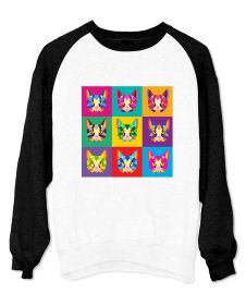 Bluza Unisex cu maneci raglan - Cat Pop Art