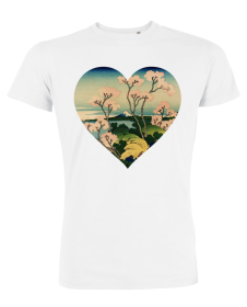 Tricou de barbati alb - Heart of Hokusai