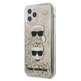 Husa iPhone 12 Pro Max Karl Lagerfeld Colectia Liquid Glitter Karl&Choupette Auriu