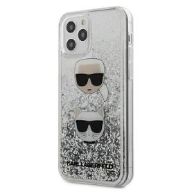 Husa iPhone 12 Pro Max Karl Lagerfeld Colectia Liquid Glitter Karl&Choupette Argintiu