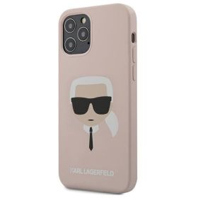 Husa iPhone 12 / 12 Pro Karl Lagerfeld Silicon Karl's Head Roz Deschis