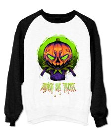 Bluza Unisex cu maneci raglan - Trick or Treat (Pumpkin)