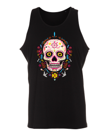 Dia de Los Muertos - Maiou negru unisex bumbac