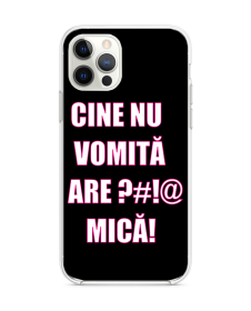 Carcasa Telefon Silicon Transparent - Vomita Alb-Black-iP12 Pro