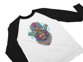 Bluza Unisex cu maneci raglan - Hamsa Hand