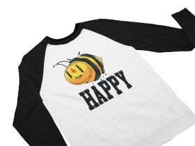 Bluza Unisex cu maneci raglan - Bee Happy