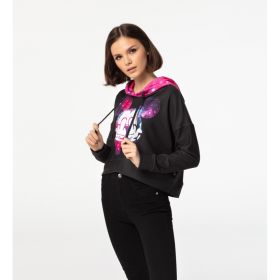 Hanorac Cropped Full Print - Rebel BLACK CROPPED Hoodie without pocket