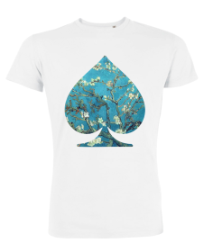 Tricou de barbati alb - Spades of Almond Blossoms