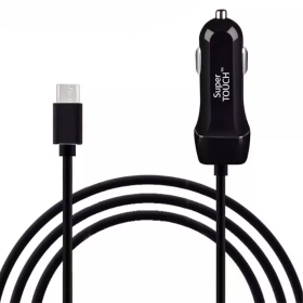 Incarcator auto cu cablu Type-C si un port USB Super TOUCH, negru