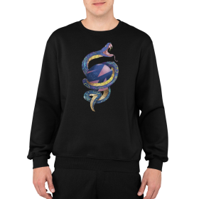 Bluza Unisex cu maneci raglan, neagra - Serpent of Midgard