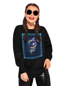 Bluza Unisex cu maneci raglan, neagra - Midgard Serpent 2