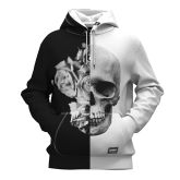 Hanorac Full Print - Black & White Skull Hoodie